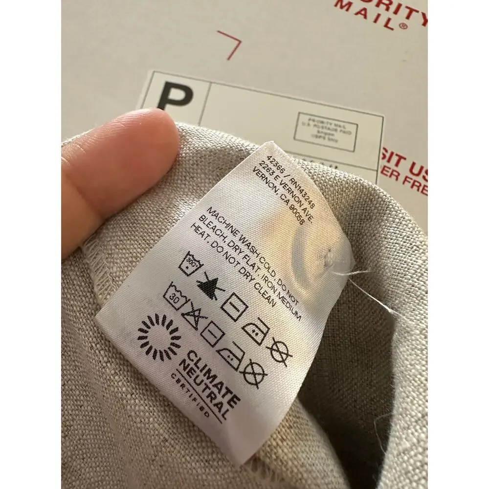 Reformation Asher Linen Low Rise Pant in Oatmeal Womans 8 NWT